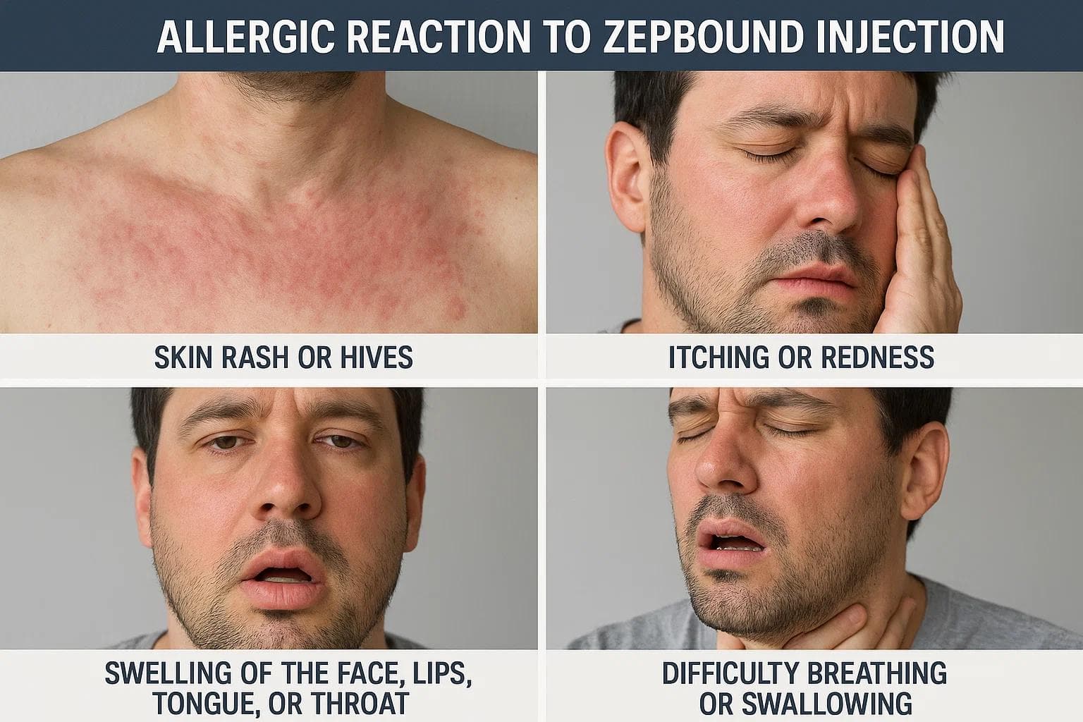 What does an allergic reaction to Zepbound injection look like?